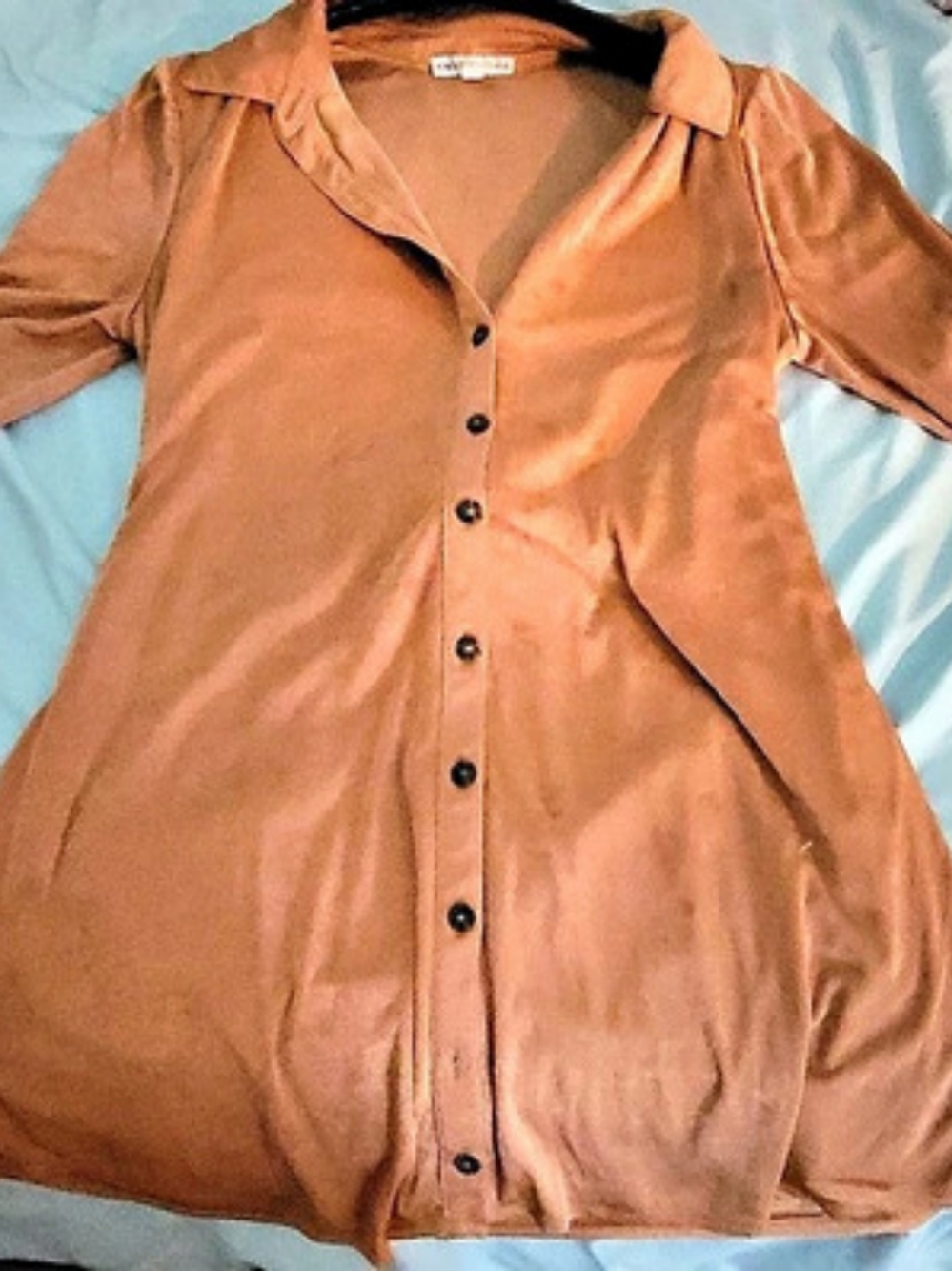 And Now This Button Front Tie Waist Brown Size XL Like New